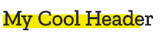 Text "My Cool Header" mit einem soliden gelben Hintergrundbildblock unten links auf zwei Dritteln des Headers